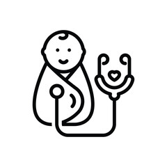 Black line icon for paediatrics