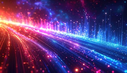 Abstract Data Stream Visualization with Red and Blue Light Streaks