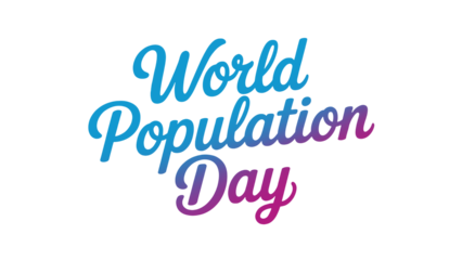 World population day text in a vibrant gradient font with a retro neon glow effect isolated on transparent background