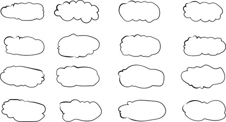 Cloud Drawing Set - Black Line Drawings, Hand Drawn Doodles, Various Cloud Drawing Collection