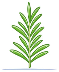 Fototapeta premium Stylized Illustration of a Fresh Green Rosemary Sprig Detailed Outline
