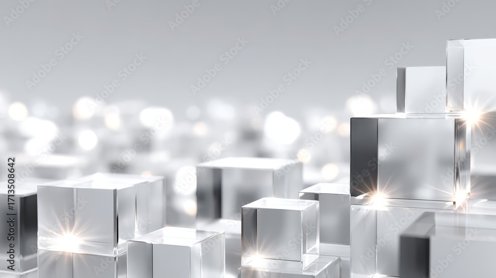 Poster illuminated cube, a captivating display of light and shadow in abstract art.