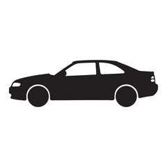 Fototapeta premium Black car silhouette isolated on white background vehicle transportation automobile symbol transport icon car shape side view automotive design object