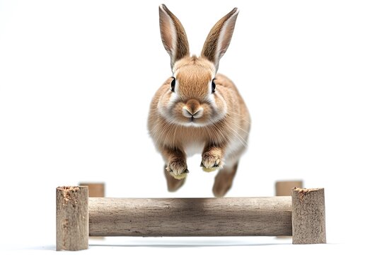 Agile Pet Rabbit Performing Jump Trick