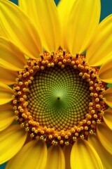 Close-up of a single sunflower, vibrant yellow petals , golden, flora