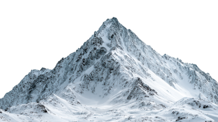 Snow covered mountain peak isolated on transparent background