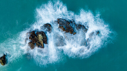 Deep Blue Arabian Sea and Rocky Coastline, Konkan, Maharashtra
