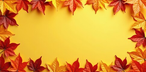 Distressed orange-yellow autumn leaves border , yellow, Thanksgiving
