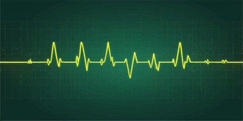 Obraz premium Green heartbeat line on a monitor representing EKG pulse and heart rate for medical health and life illustration