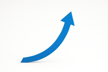 Blue Arrow Icon Symbolizing Positive Trend and Growth on White Background for Business and Marketing Conceptual Use