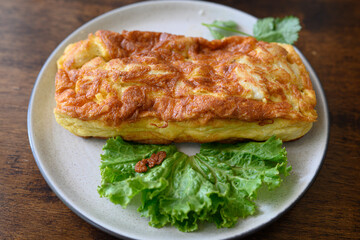Crab Omelet on the table