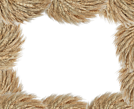 Flower frame Wreaths of rice flowers with ropes hung to decorate the door cut out isolated transparent background