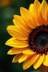 Obraz premium Close-up, textured sunflower petals, blurred background, botany, element, vintage