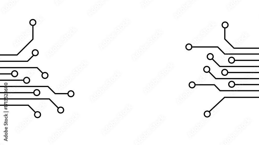 Poster abstract digital circuit board lines and connections on a clean white background representing techno