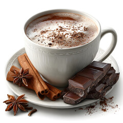 Hot chocolate drink with cinnamon and star anise spices