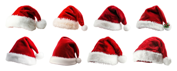 PNG Festive Santa hats collection, element set on transparent background