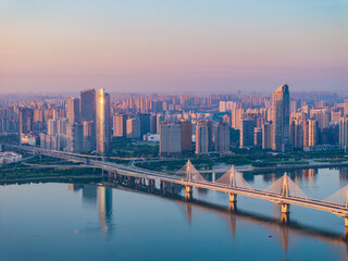 Obraz premium Cable-stayed bridge across the river in Shanghai, China