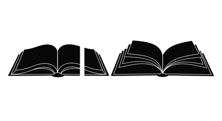 Open books silhouette symbolizing knowledge learning and literature vector