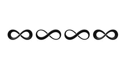 Four black infinity symbols in a row representing endless possibilities and eternity vector