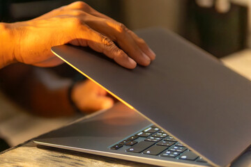 Modern business and financial trade concept with notebook, phone, and remote working lifestyle....