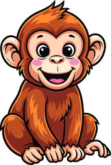 Fototapeta premium adorable baby monkey cartoon primate joy, isolated on transparent background