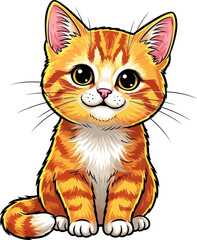 Obraz premium adorable orange tabby kitten a purrfectly sweet cartoon, isolated on transparent background