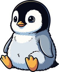 Fototapeta premium adorable penguin chick a fluffy bundle of antarctic joy, isolated on transparent background