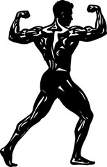 Fototapeta premium bodybuilders back a silhouette of strength and dedication, isolated on transparent background