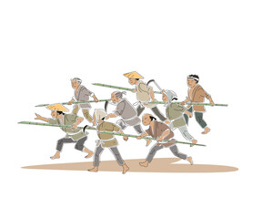 暴動を起こす農民たち