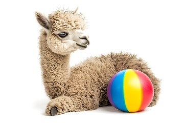 Fototapeta premium Playful Alpaca with Rubber Ball