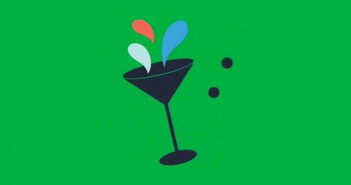 During playback pixels flickering around glass with splashes on transparent backdrop for glitch art