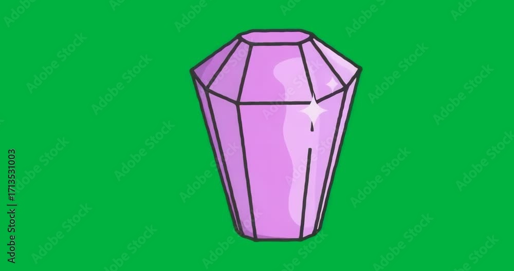 Poster after one second purple faceted form rotating revealing facets on clear background showing design