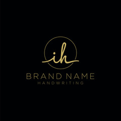 I H Initial handwriting logo template	