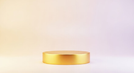 A golden cylinder pedestal on a plain background.