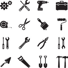 Tool Icons set DIY and Construction Clipart Bundle