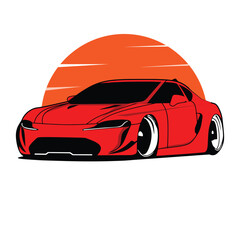 Cool and simple red race car design, suitable for visual elements or logos