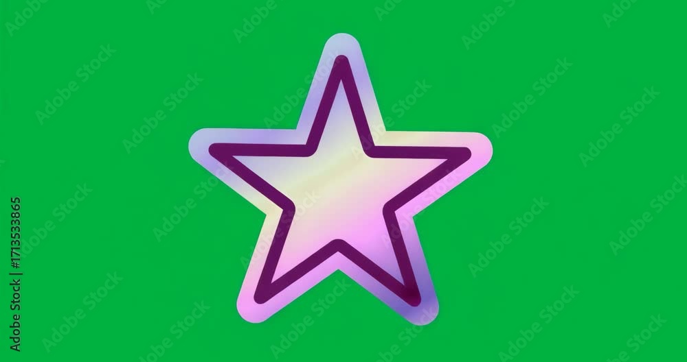 Poster flickering transparent glitch bg starting star changing color and glowing edge in looping cycle