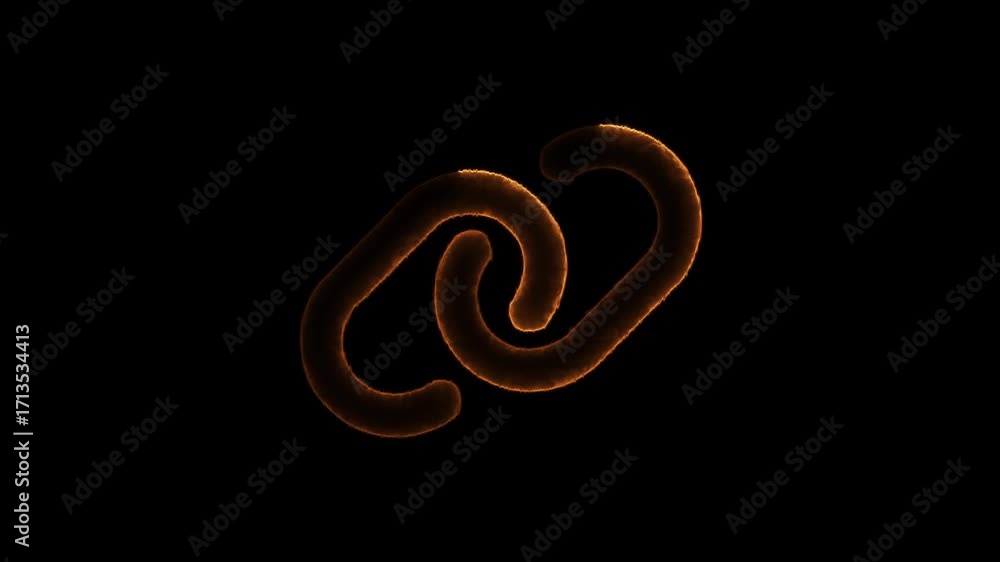 Poster glowing neon link icon animated on black screen background network connection