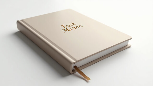 An elegant beige journal with the words truth matters subtly embossed on the cover, isolated on white background, symbolizing the importance of documenting and preserving factual information