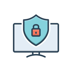 Color illustration icon for security
