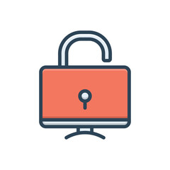 Color illustration icon for security
