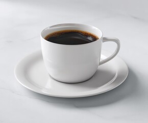 Naklejka premium Dark Coffee in White Mug on Marble Surface