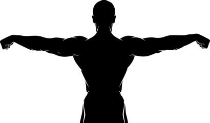 unveiling strength a muscular silhouette of power and potential, isolated on transparent background