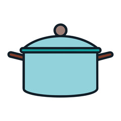 Simple light blue cooking pot with lid and handles