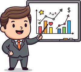 upward trend a businessmans chart presentation, isolated on transparent background