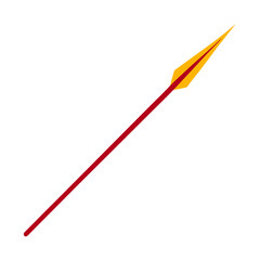 Sharp yellow spearhead with red shaft on a black background