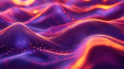 Purple abstract glowing digital waves futuristic data flow visualization network technology concept