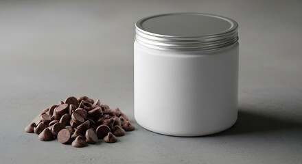 Blank Jar of Chocolate Chips Product Mockup on Gray Surface
