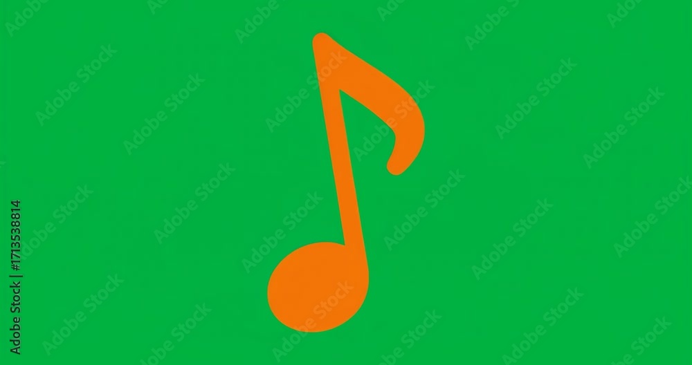 Poster on start orange eighth note rotating clockwise for subtle sway on transparent background