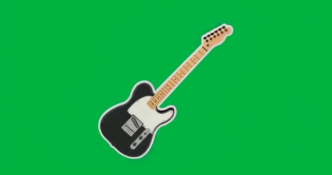 On scene start stylized electric guitar rotating clockwise over blue background showing design